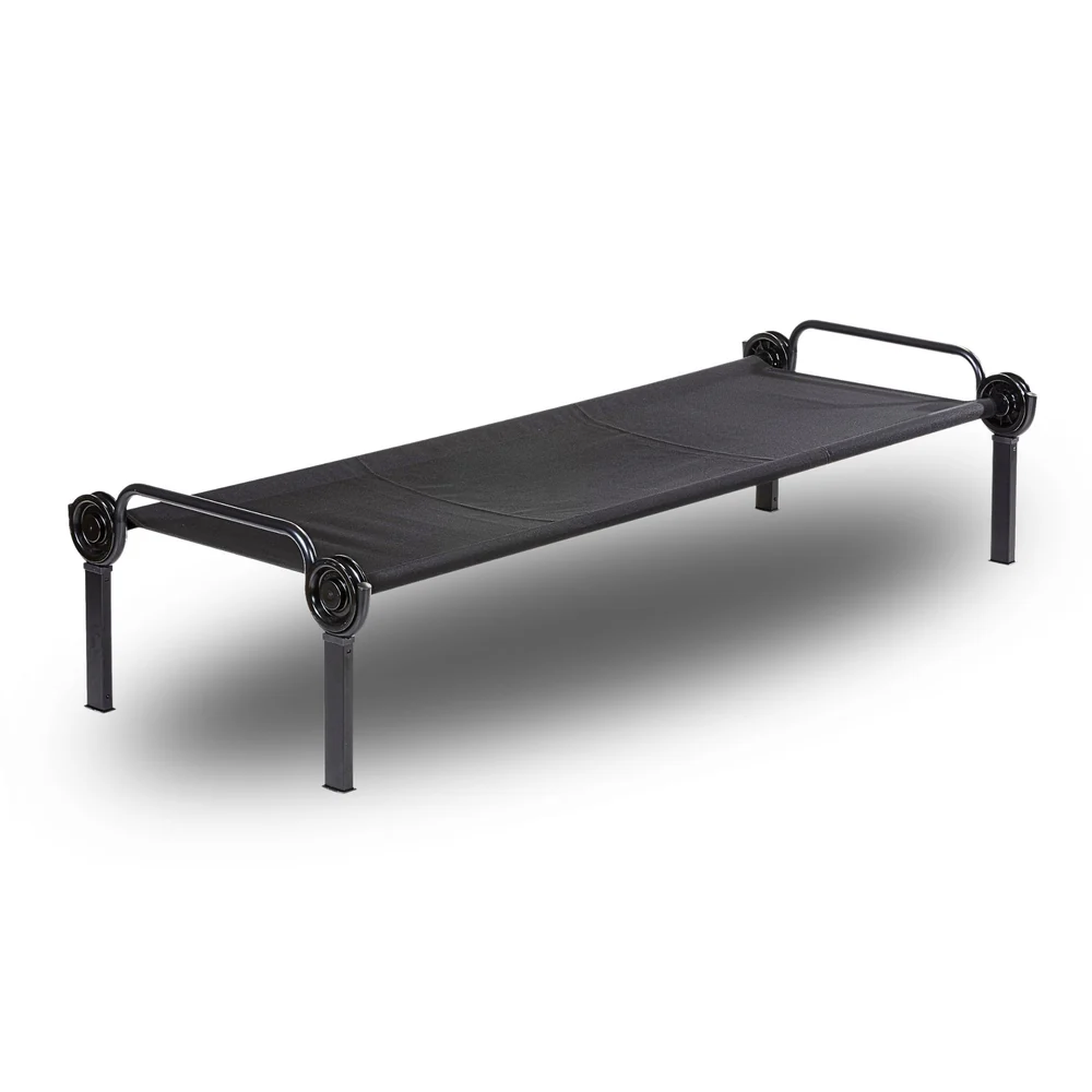 Specification
Weight 12 kg
Load capacity 150 kg
External dimensions 208 cm L x 78 cm W x 53 cm H
Sleeping area 201 cm L x 66 cm W
Bed height 42 cm
Bag dimensions 79 cm L x 27 cm W x 14.5 cm H
Frame: powder-coated, rust-resistant steel frame
Fabric: 600D polyester mat with PU coating
Packed size: 79 cm L x 27 cm W x 14.5 cm H