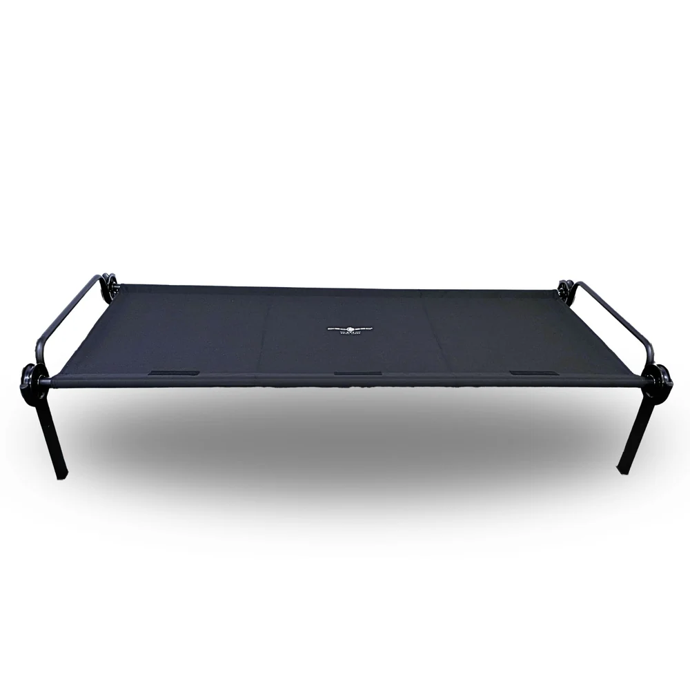 Specification
Weight 14 kg
Load capacity 150 kg
External dimensions 217 cm L x 97 cm W x 53 cm H
Sleeping area 210 cm L x 85 cm W
Bed height 42 cm
Bag dimensions 99 cm L x 39 cm W x 11 cm H
Frame: powder-coated, rust-resistant steel frame
Fabric: 600D polyester mat with PU coating